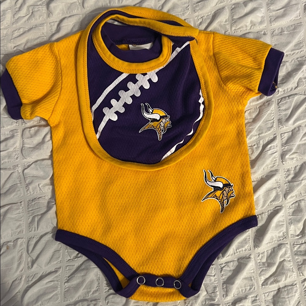 Yellow and Purple Baby Onesie with Bib